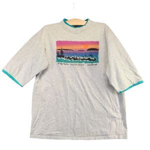 Delta Mens Friday Harbor T-Shirt XL Short Sleeve Gray Vintage USA Vivien Burnett